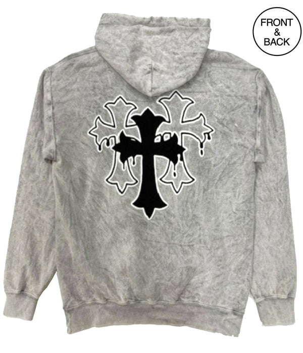 BLESSED TRI CROSS PUFF OXY HOODIE - Popular Poison