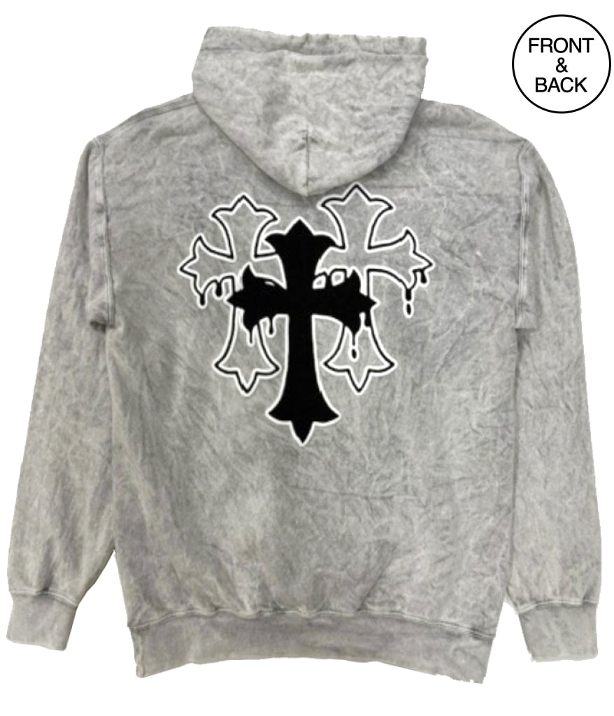 Blessed Tri Cross Puff Oxy Hoodie S / Silver Men’s Hoodies And Sweatshirts