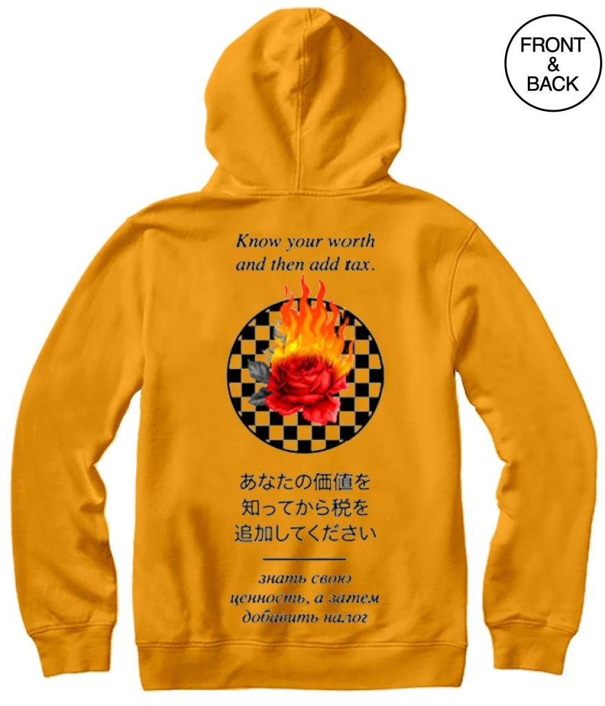 Checkered Flame Rose Hoodie S / Gold Junior Hoodies