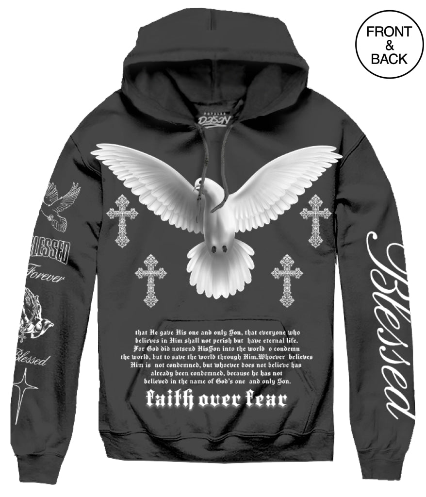 DOVE CROSS HOODIE - S / BLACK - Men’s Hoodies and Sweatshirts