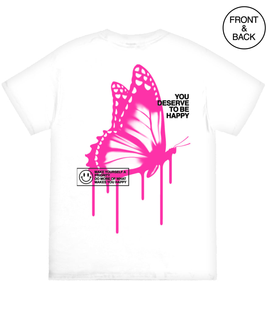 Drpping Butterfly S / White Girls Tee