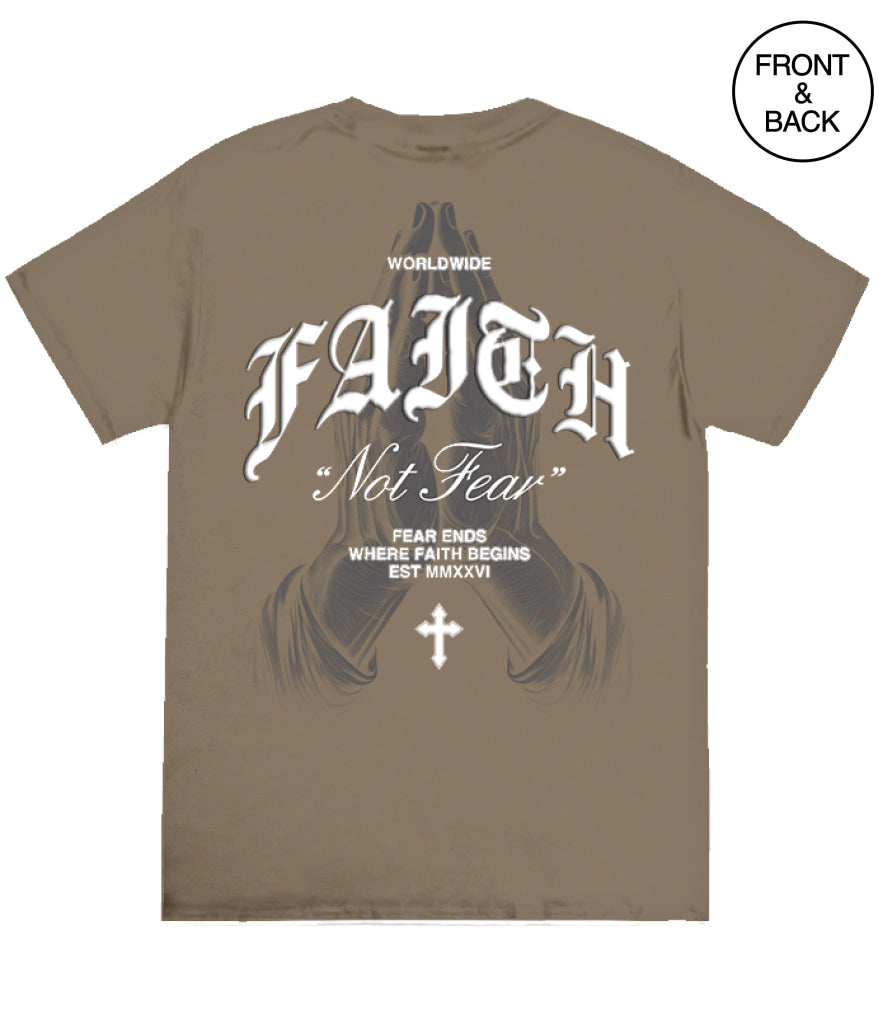 Faith Not Fear Praying Hands S / Brown Savana Men’s Tee