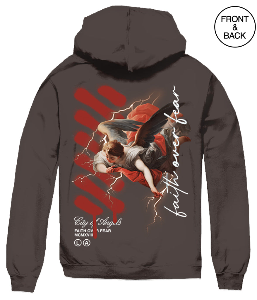 Faith Over Fear Angel S / Dark Brpwm Men’s Hoodies And Sweatshirts