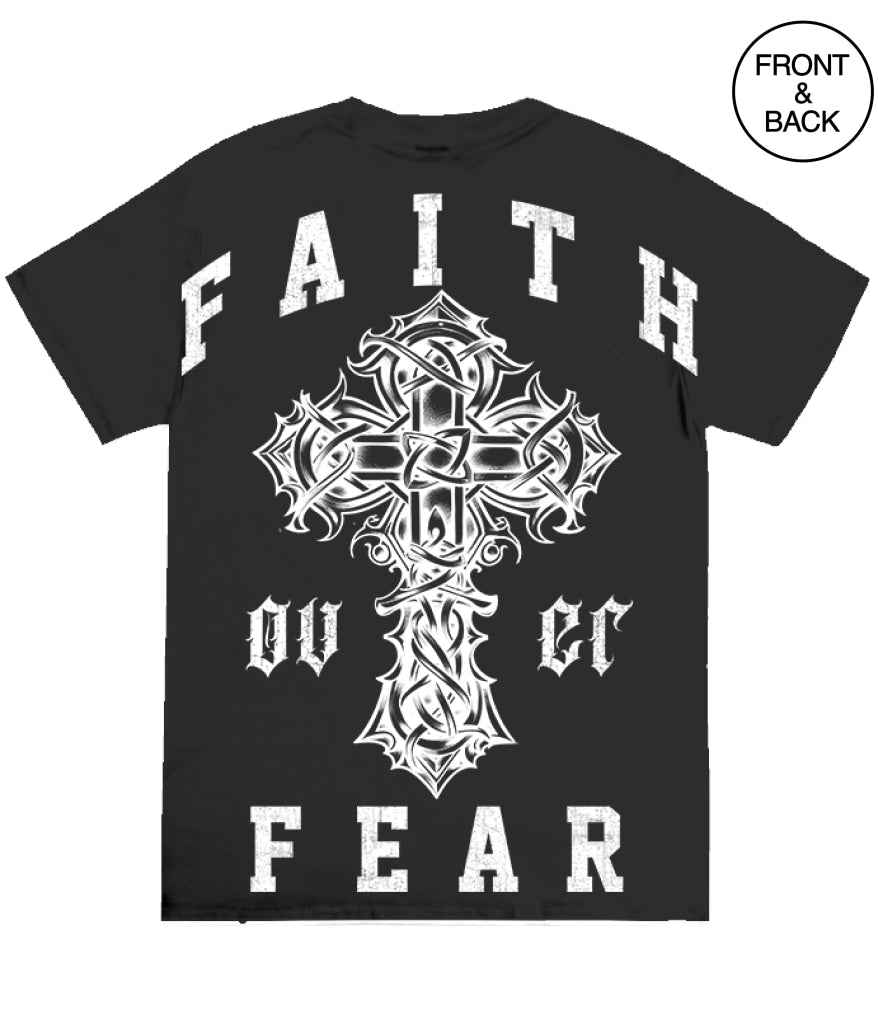 FAITH OVER FEAR CROSS TEE - S / BLACK - Men’s Tee