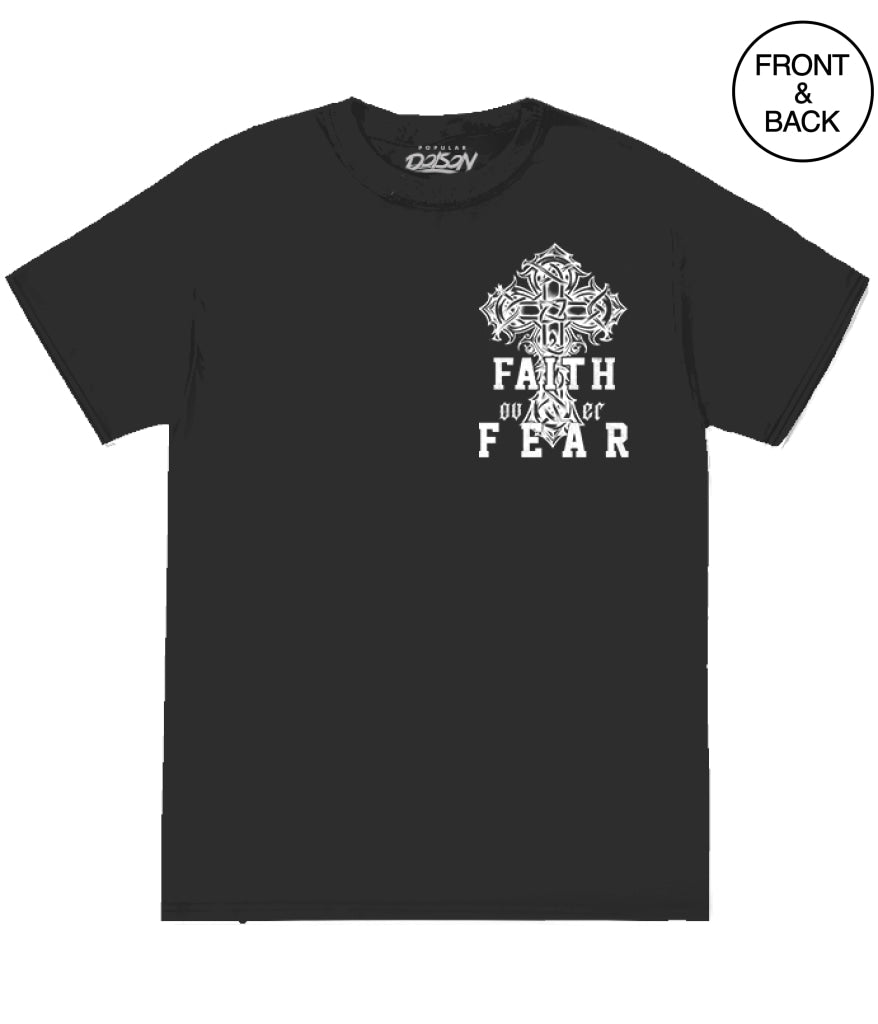 FAITH OVER FEAR CROSS TEE - S / BLACK - Men’s Tee