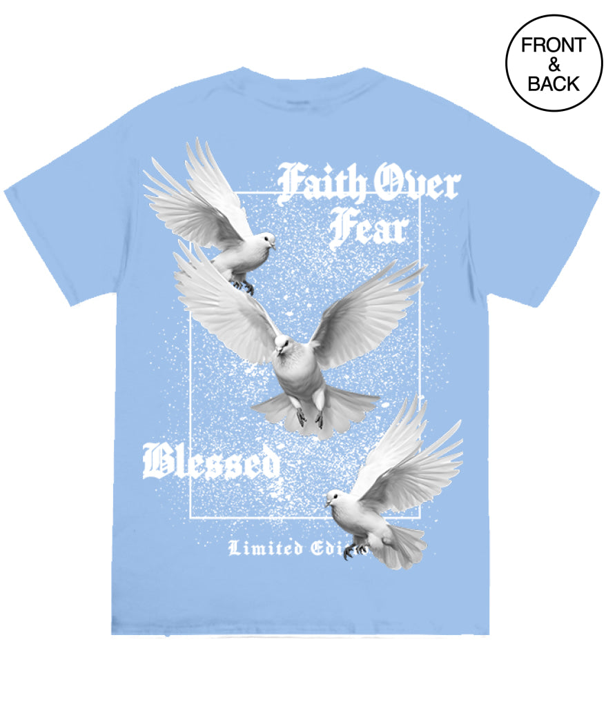 FAITH OVER FEAR DOVE TEE - S / LIGHT BLUE - Men’s Tee