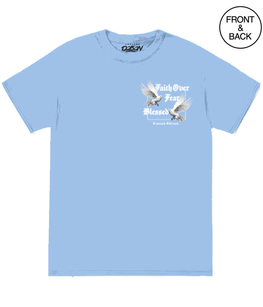 FAITH OVER FEAR DOVE TEE - S / LIGHT BLUE - Men’s Tee