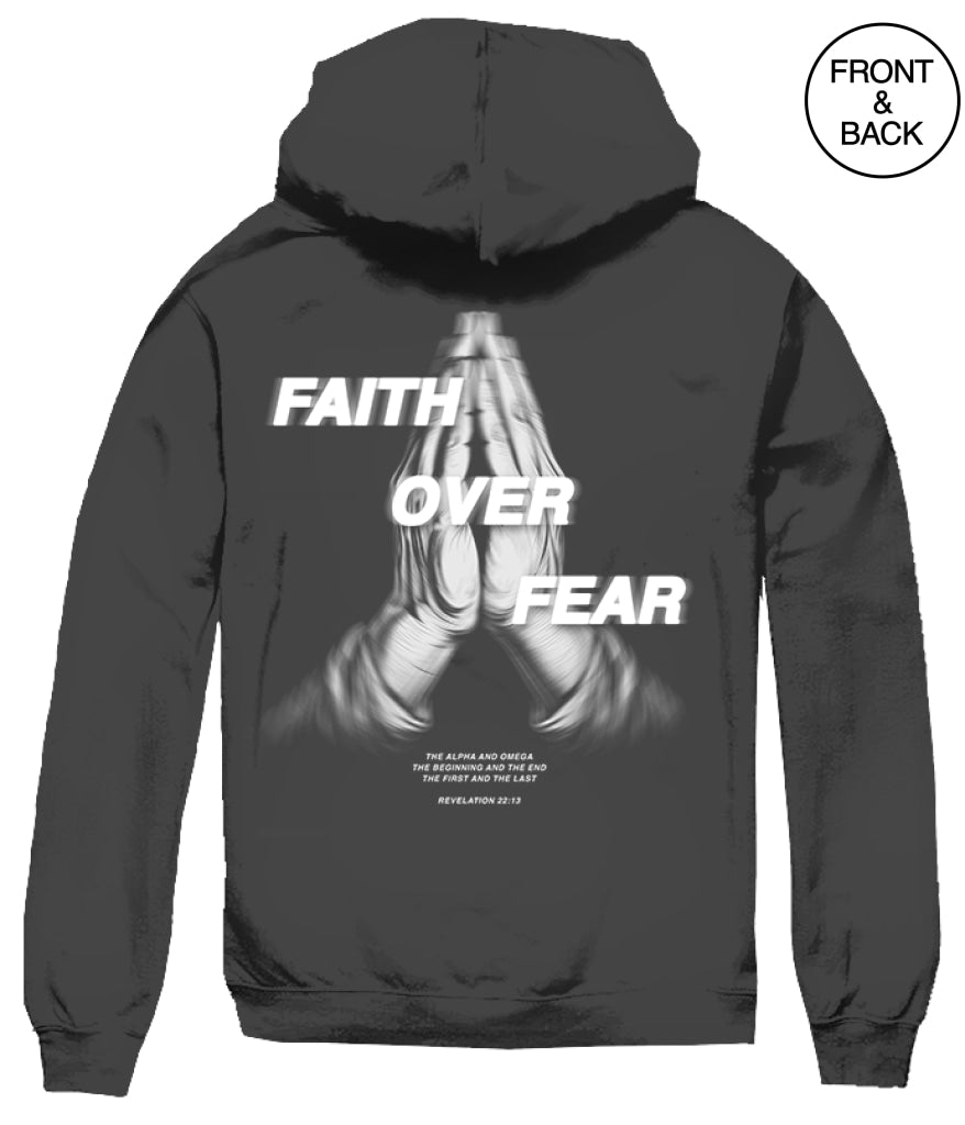 FAITH OVER FEAR HANDS HOODIE S / BLACK Men’s Hoodies and Sweatshirts
