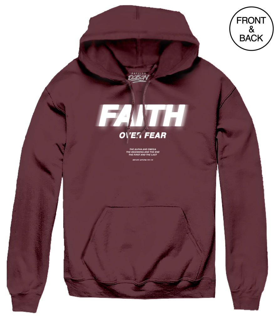 FAITH OVER FEAR HANDS HOODIE S / BURGUNDY Men’s Hoodies and Sweatshirts