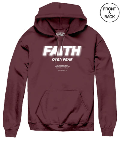 FAITH OVER FEAR HANDS HOODIE S / BURGUNDY Men’s Hoodies and Sweatshirts