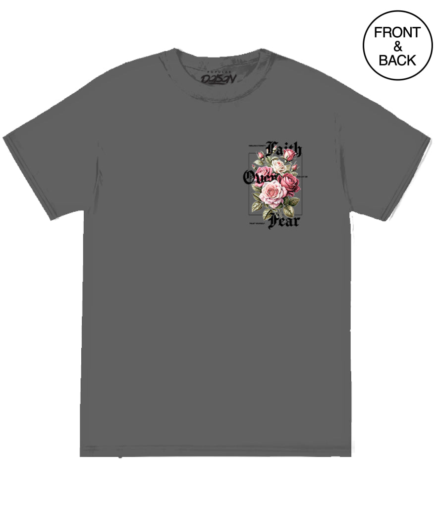FAITH OVER FEAR ROSES - S / CHARCOAL - Men’s Tee