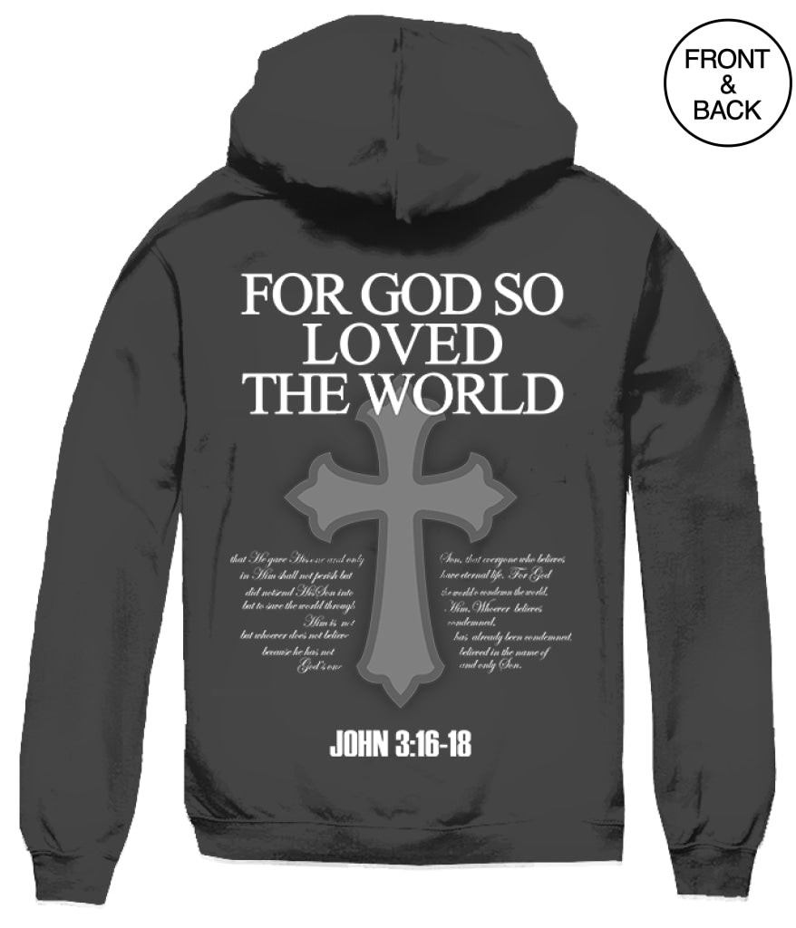 FOR GOD SO LOVED HOODIE S / BLACK Men’s Hoodies and Sweatshirts