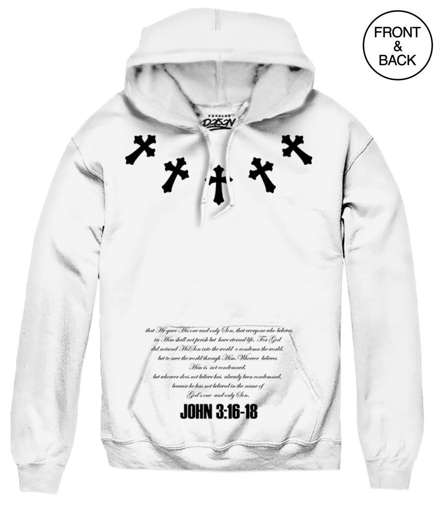FOR GOD SO LOVED HOODIE - S / WHITE - Men’s Hoodies and Sweatshirts