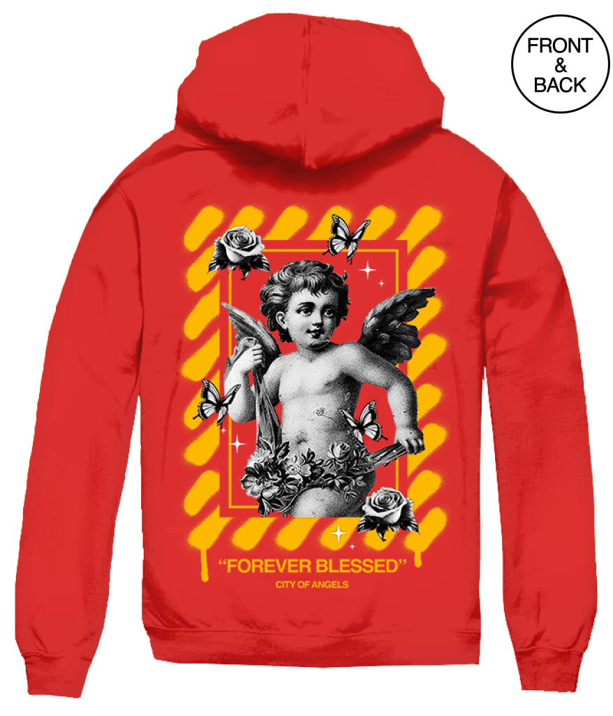 Forever Blessed Cherub Hoodie S / Red Men’s Hoodies And Sweatshirts