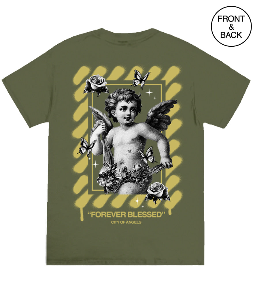 Forever Blessed Cherub S / Military Green Men’s Tee