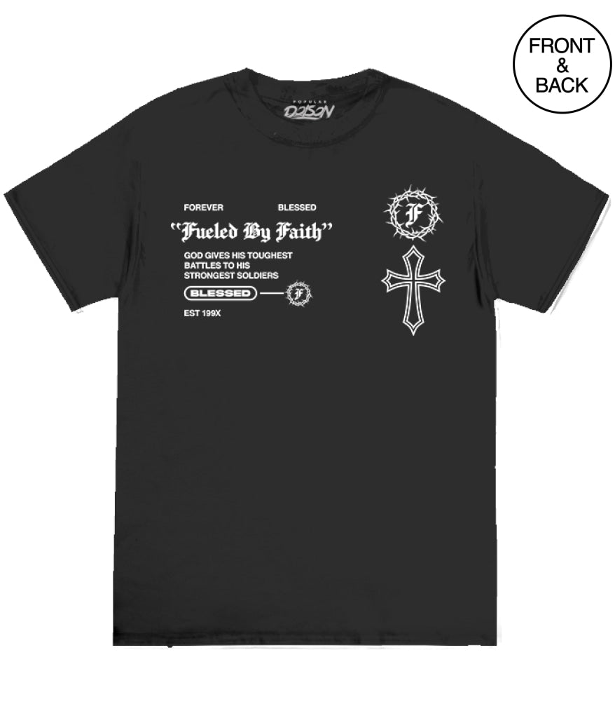 FUELED BY FAITH CROSS TEE - S / BLACK - Men’s Tee