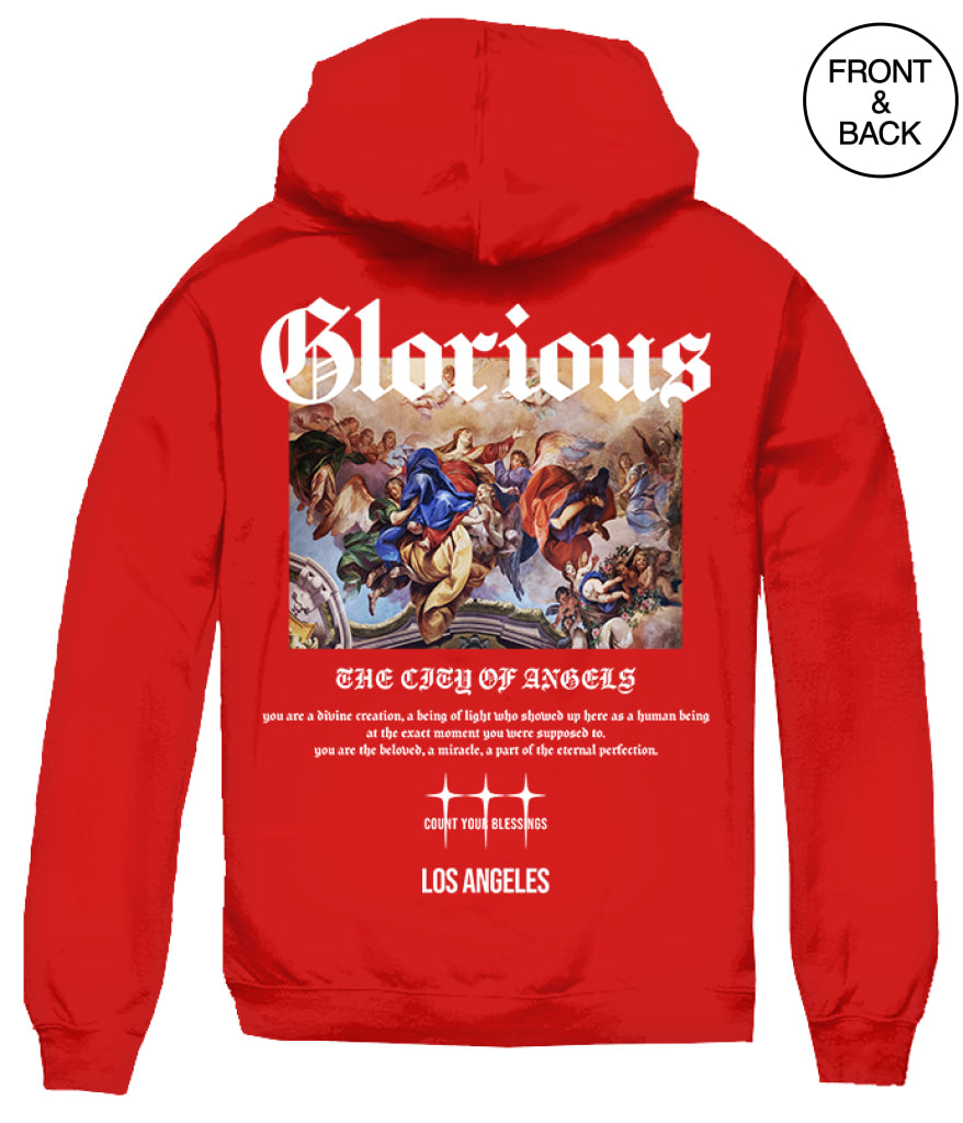 GLORIOUS ANGEL HOODIE S / RED Men’s Hoodies and Sweatshirts
