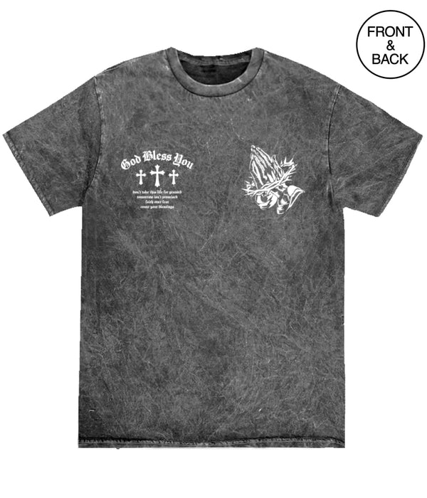GOD BLESS YOU SOFT MINERAL WASH TEE - Popular Poison