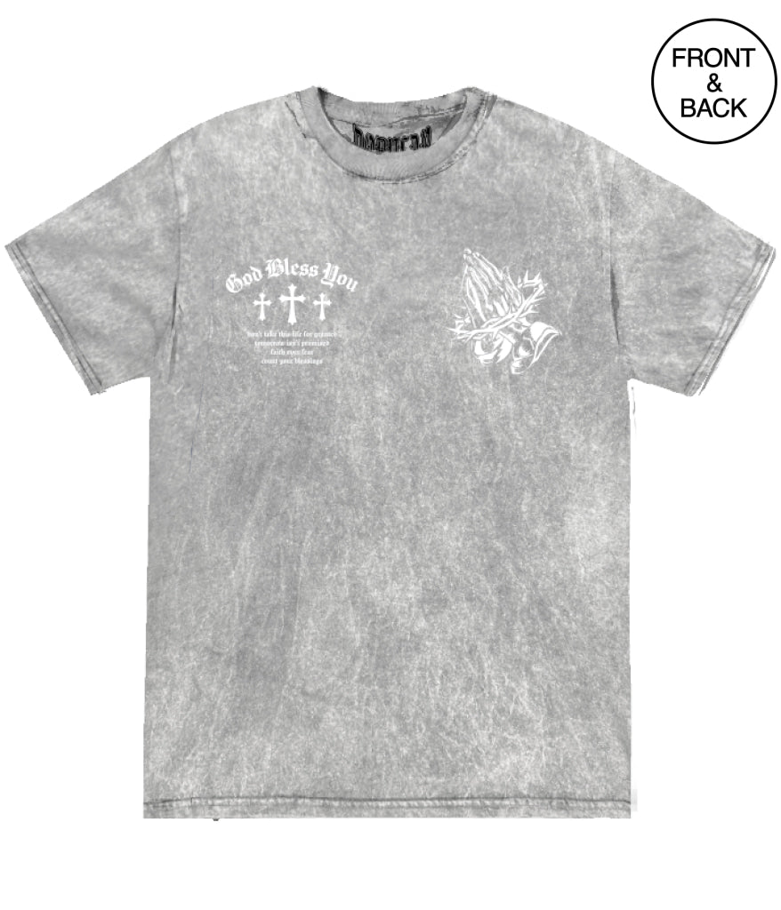 GOD BLESS YOU SOFT MINERAL WASH TEE - S / SILVER OXY - Men’s Tee
