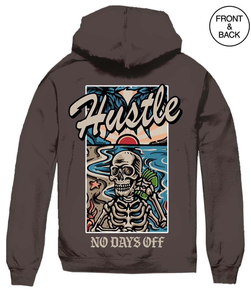 Hustle No Days Off Hoods S / Dark Brown Mens Hoodies And Sweatshirts