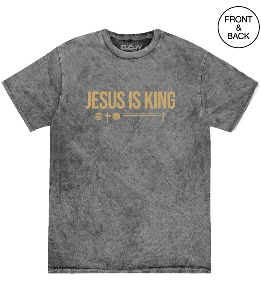 JESUS IS KING SOFT MINERAL WASH TEE - S / BLACK OXY - Men’s Tee