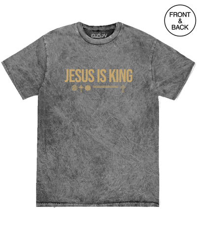 JESUS IS KING SOFT MINERAL WASH TEE - S / BLACK OXY - Men’s Tee