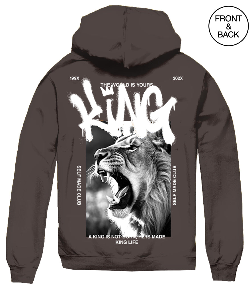 King Life Lion Hoodie S / Dark Brown Men’s Hoodies And Sweatshirts