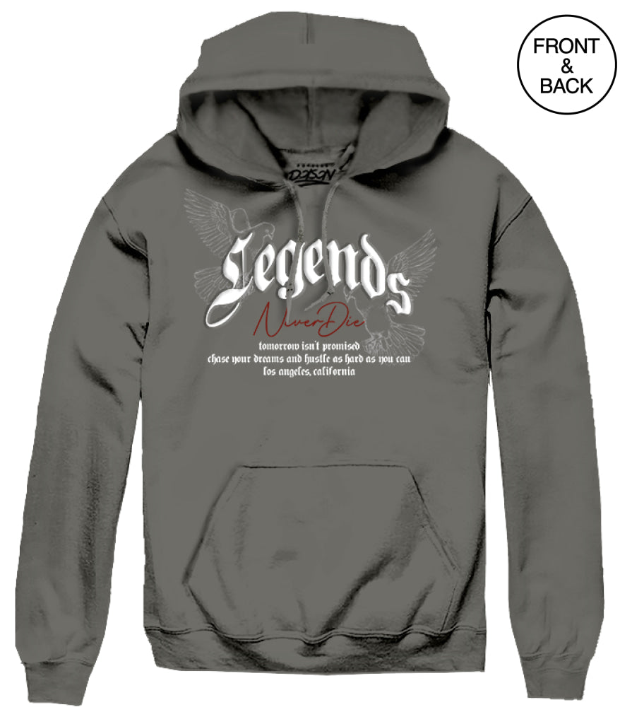 LEGENDS NEVER DIE SKULL HOODIE - S / DARK GREY - Men’s Hoodies and Sweatshirts