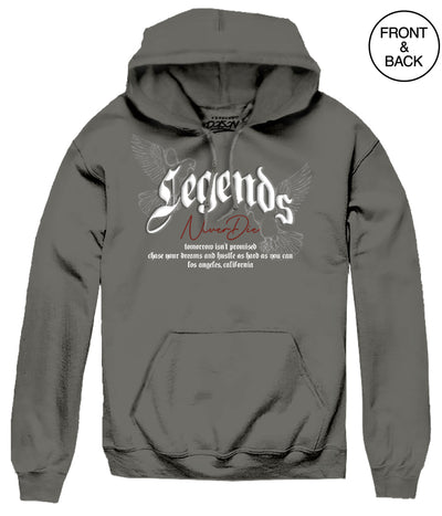 LEGENDS NEVER DIE SKULL HOODIE - S / DARK GREY - Men’s Hoodies and Sweatshirts