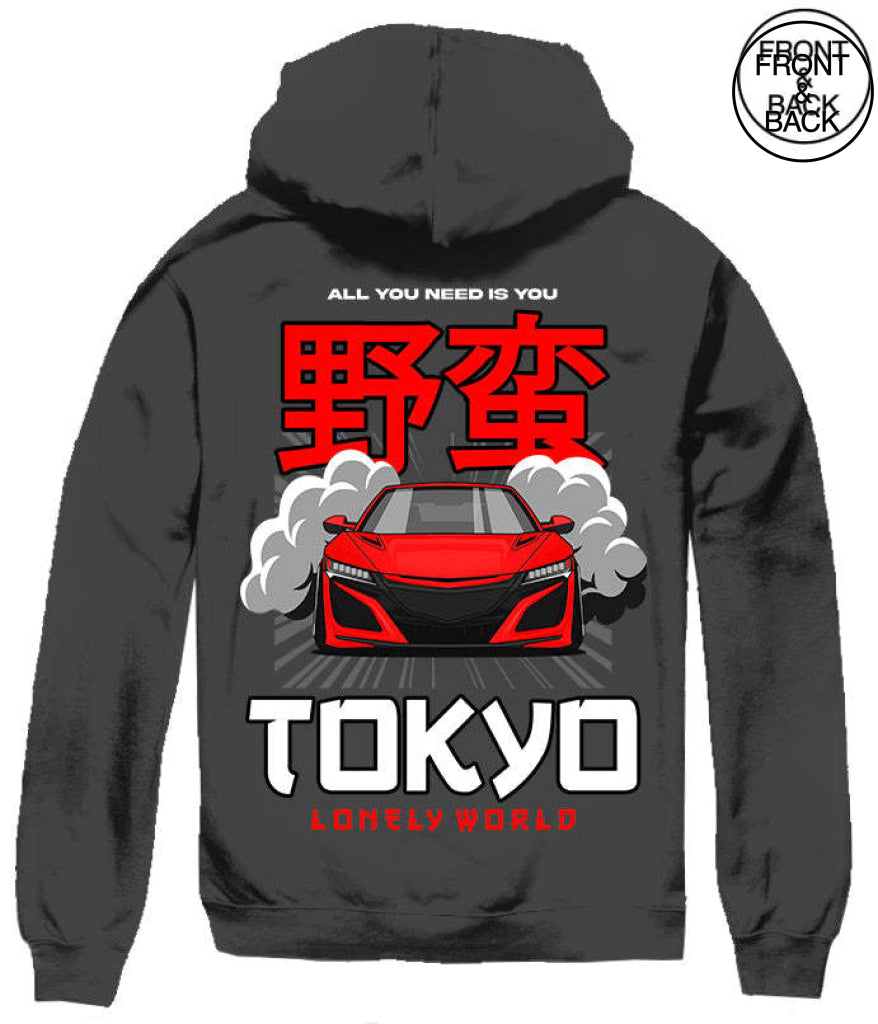 Lonely World Anime Car Hoodie S / Black Mens Hoodies And Sweatshirts