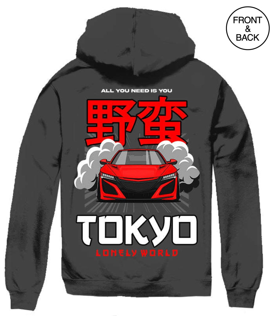 Lonely World Anime Car Hoodie S / Black Mens Hoodies And Sweatshirts