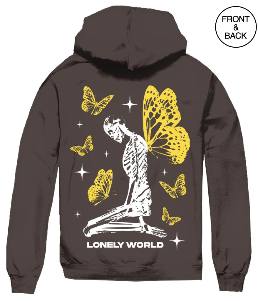 Lonely World Skeleton Hoods S / Dark Brown Mens Hoodies And Sweatshirts