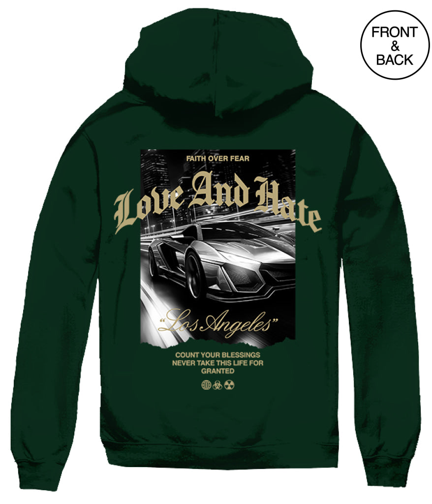 LOS ANGELES CAR HOODIE S / DARK GREEN Men’s Hoodies and Sweatshirts