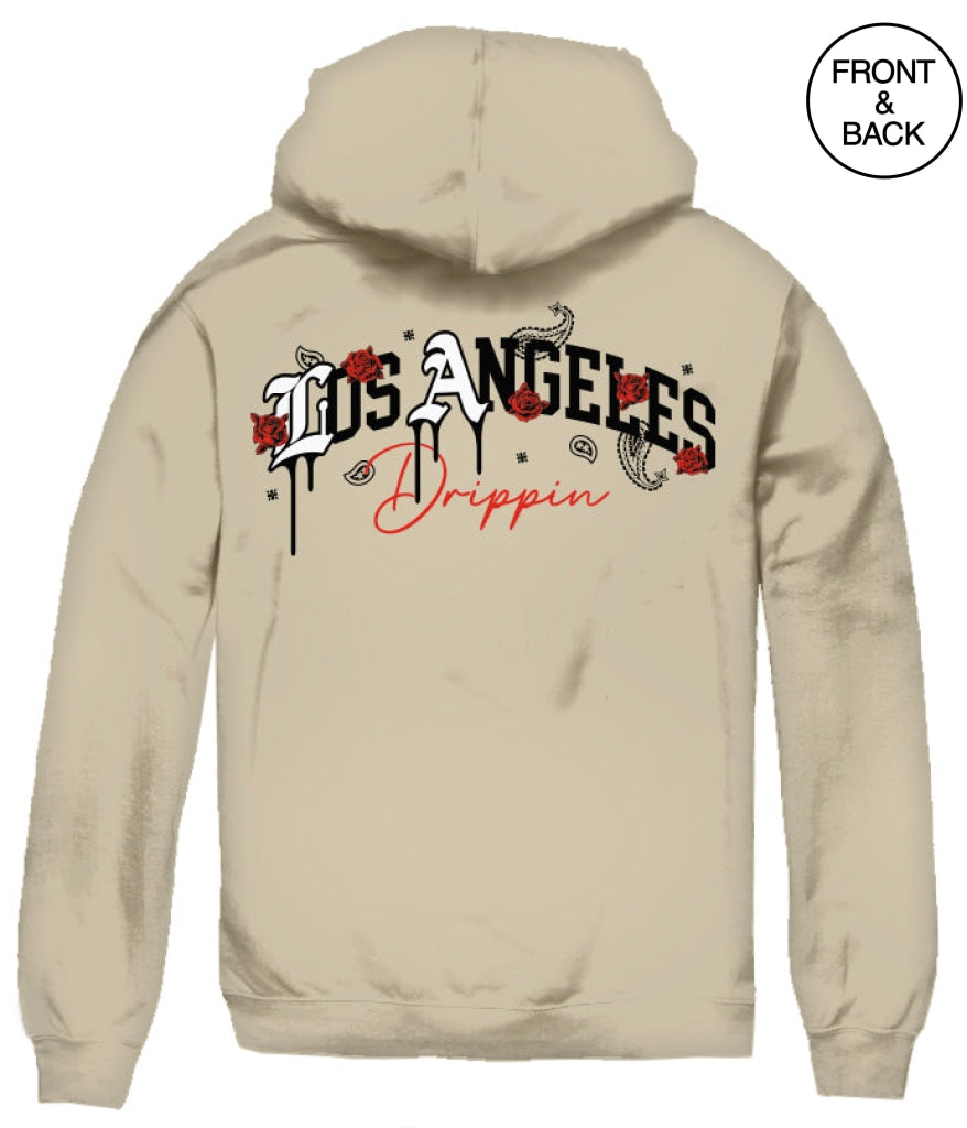 Los Angeles Roses Hoodie S / Sand Mens Hoodies And Sweatshirts
