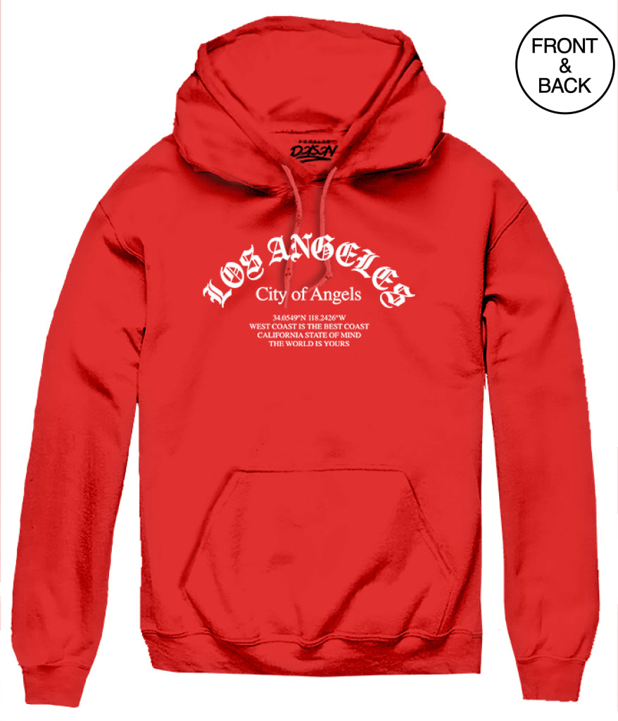 LOS ANGELS PALM TREE HOODIE S / RED Men’s Hoodies and Sweatshirts