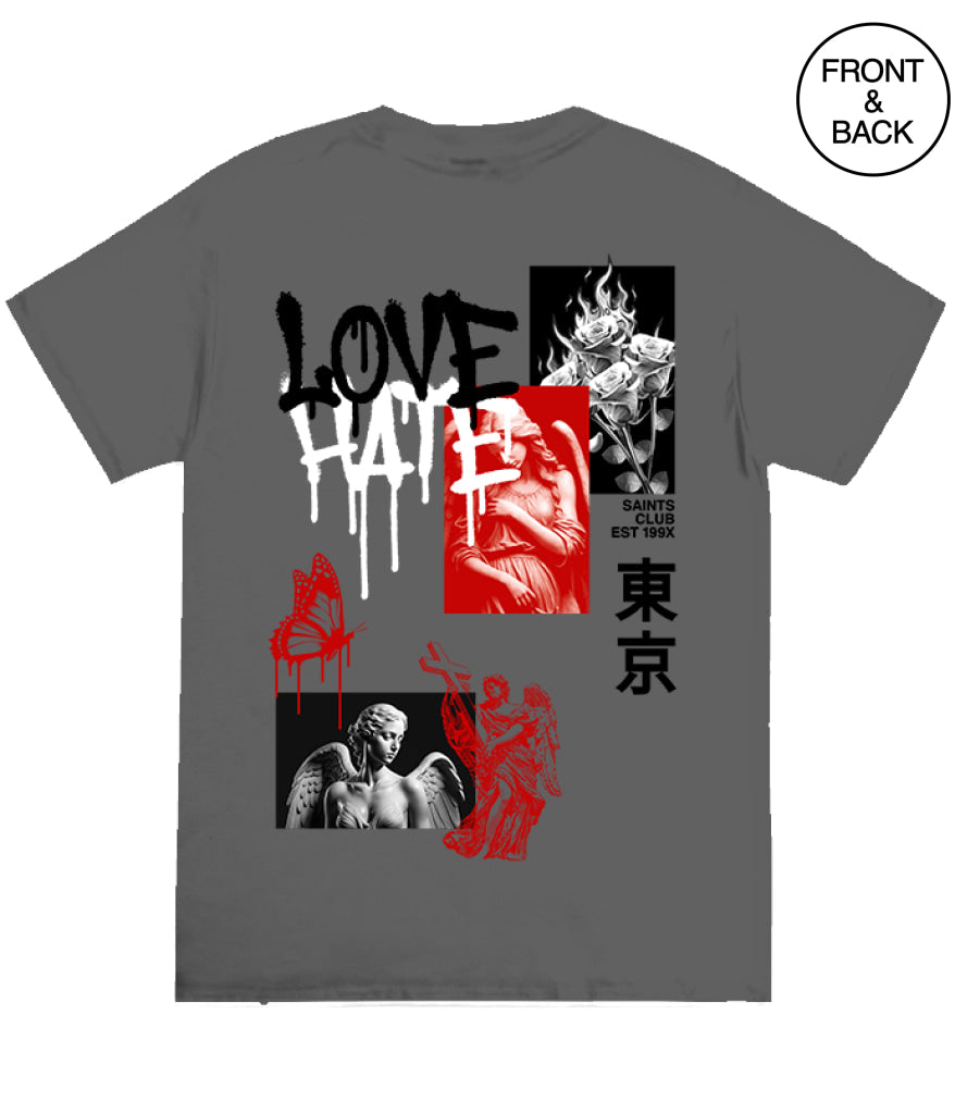 Love And Hate Drip S / Charcoal Men’s Tee