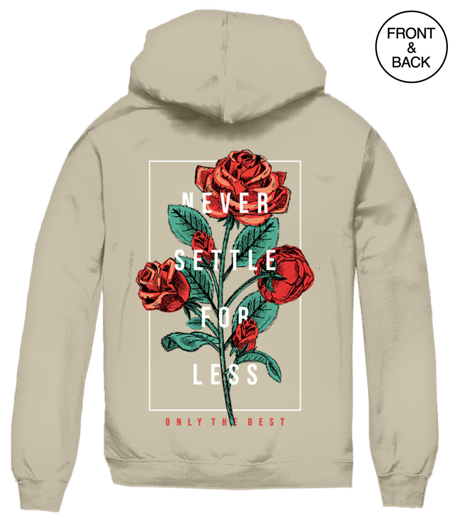 Never Settle Rose Hoods S / Sand Mens Hoodies And Sweatshirts