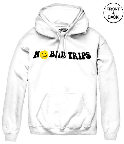 No Bad Trips Smiley Hoodie S / White Mens Hoodies And Sweatshirts