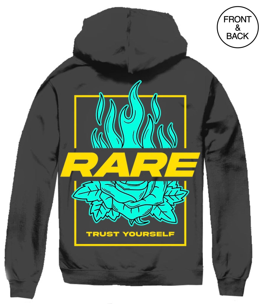 Rare Flame Rose Hoodies S / Black Mens Hoodies And Sweatshirts