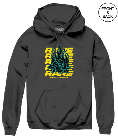 Rare Flame Rose Hoodies S / Black Mens Hoodies And Sweatshirts