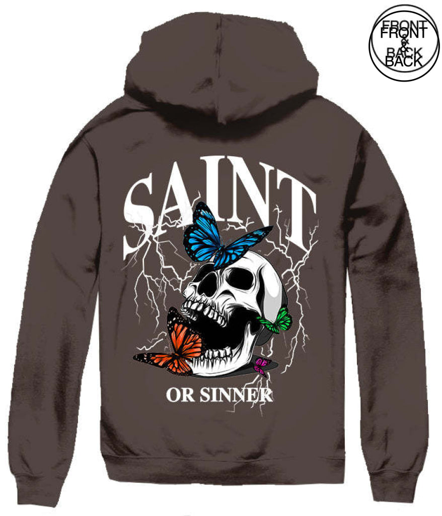 Saint Sinner Butterfly Skull S / Dark Brown Mens Hoodies And Sweatshirts