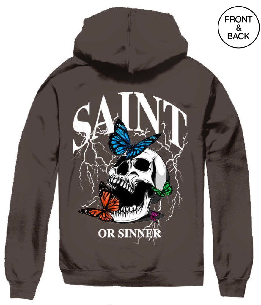 Saint Sinner Butterfly Skull S / Dark Brown Mens Hoodies And Sweatshirts