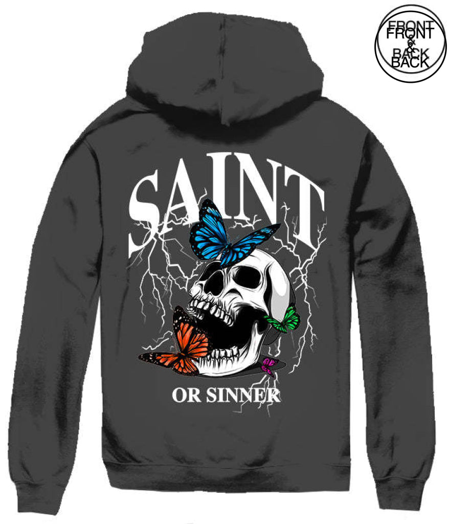 Saint Sinner Skull Butterlfy Hoodie S / Black Mens Hoodies And Sweatshirts