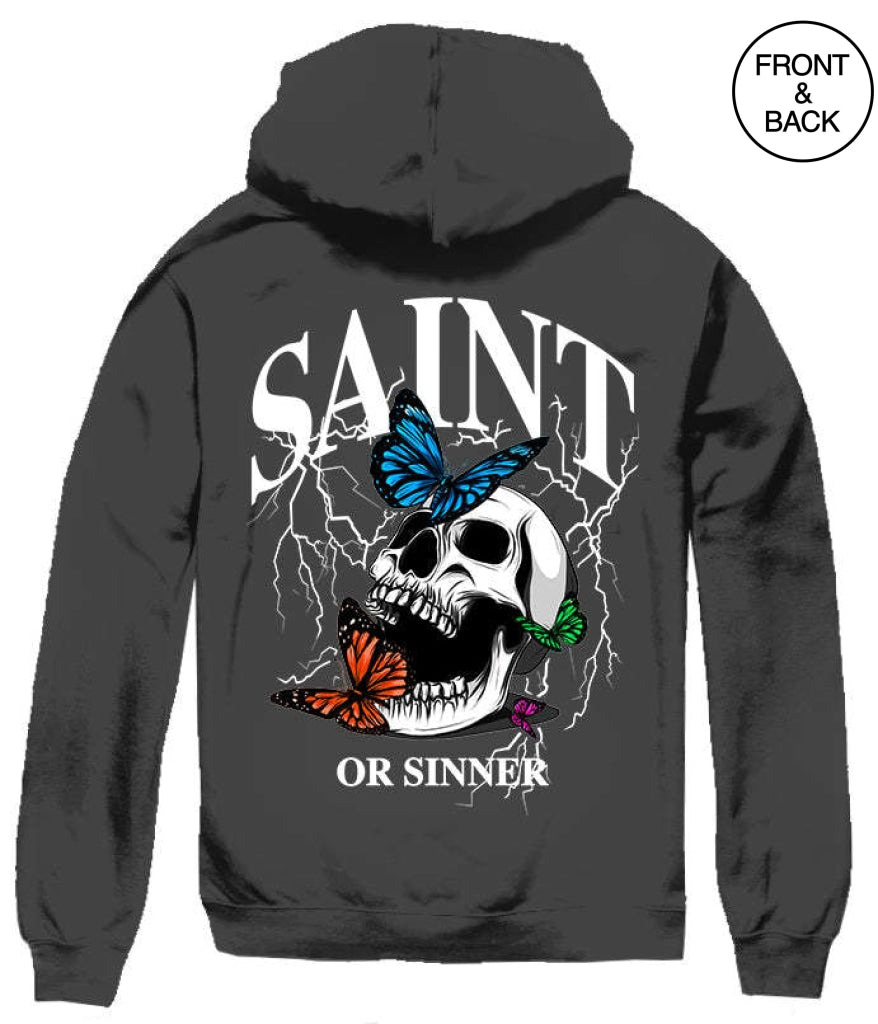Saint Sinner Skull Butterlfy Hoodie S / Black Mens Hoodies And Sweatshirts