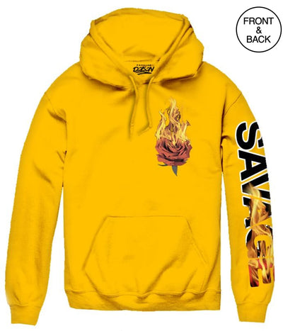 Savage Flaming Rose Hoodie 2Xl / Gold Mens Hoodies And Sweatshirts