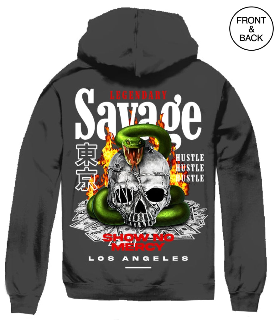 Savage Snake Skull Hoodie S / Black Mens Hoodies And Sweatshirts