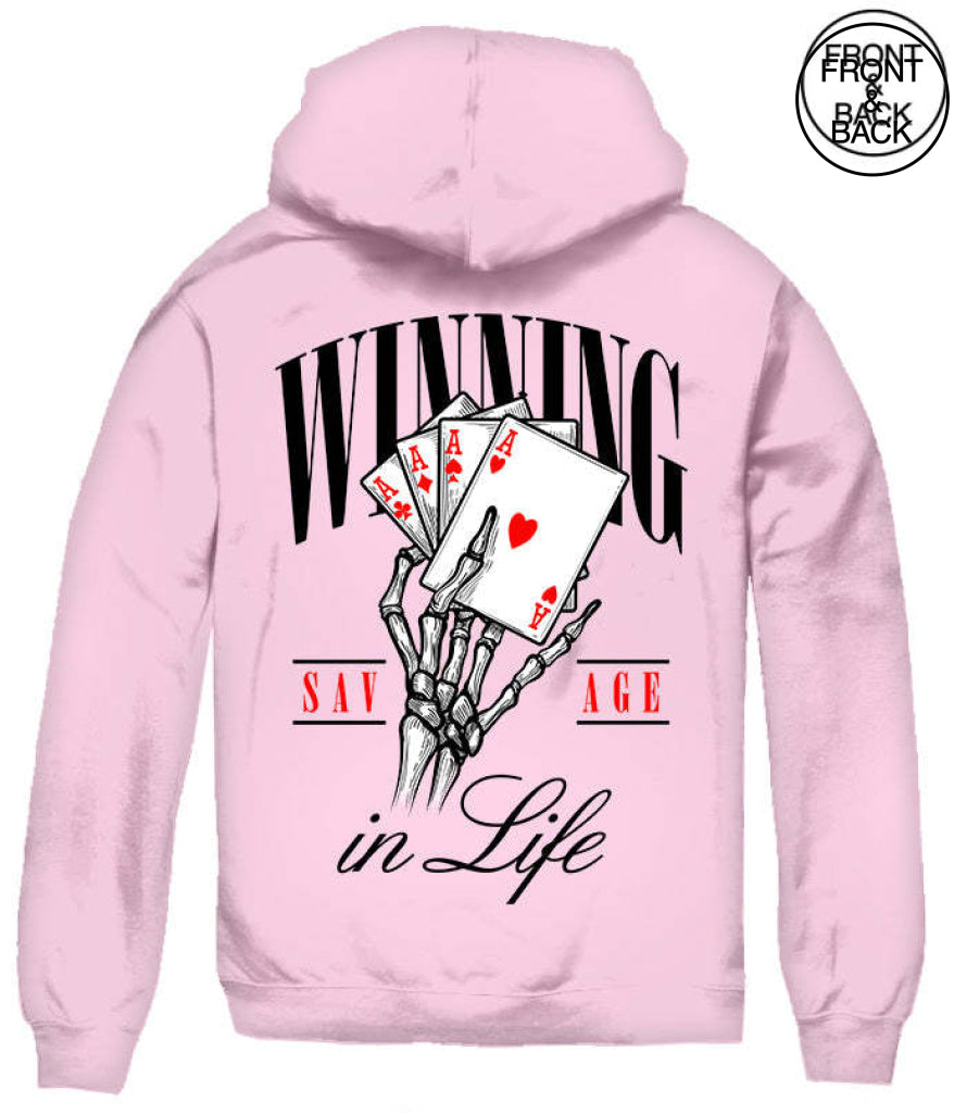 Skeleton Winning In Life Hoodie S / Light Pink Mens Hoodies And Sweatshirts