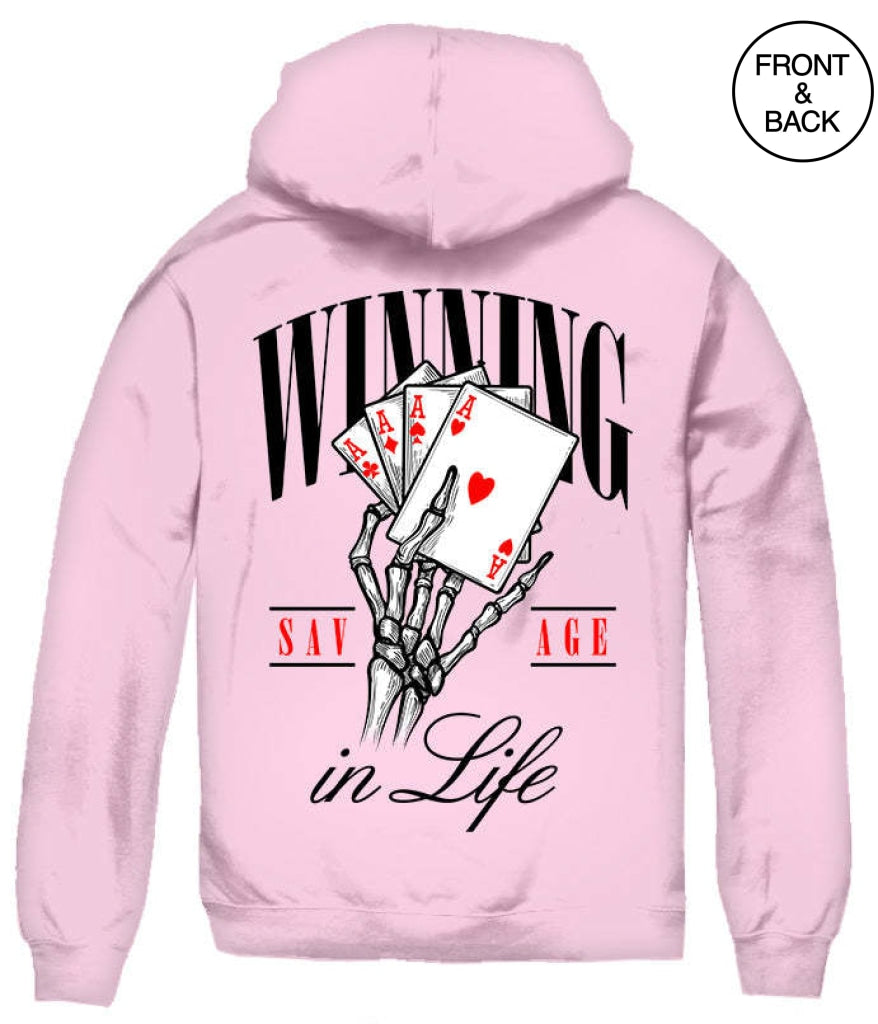 Skeleton Winning In Life Hoodie S / Light Pink Mens Hoodies And Sweatshirts