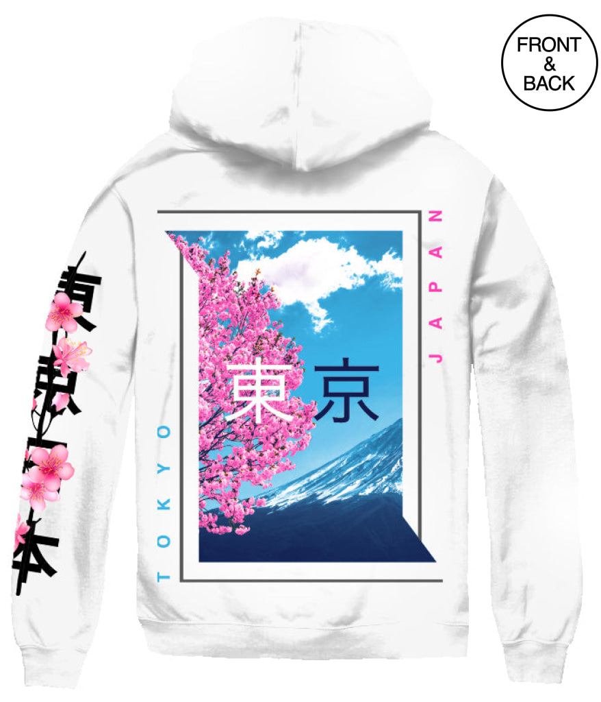 Tokyo Cherry Blossom Hoodie S / White Mens Hoodies And Sweatshirts