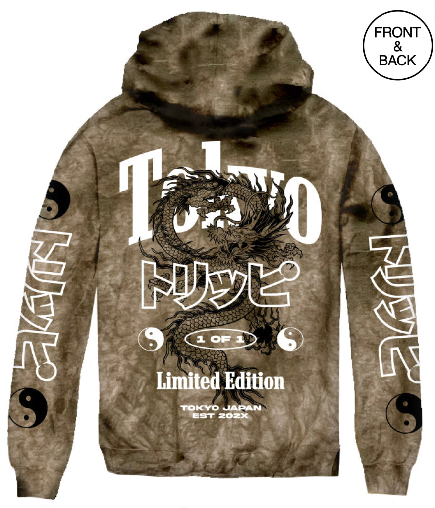 Tokyo Dragon Tie Dye Hoodie S / Shopping Bag Mens Hoodies And Sweatshirts